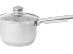 Puodas su ilga rankena ir dangčiu MAKU, 1,7 l, nerūdijantis plienas/stiklas, skersmuo 16 cm