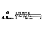 Grąžtas metalui GRAPHITE, DIN 340, prailgintas, 4,5 mm