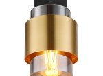 Kryptinis šviestuvas GLOBO Milley, E27, 1 x 40W, 230V, su jung., juodos matinės sp. metalas, dūmų sp. stiklas, žalvarinis žiedas, 100x150x145mm, 15560-1