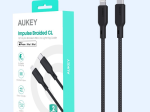 Įkrovimo laidas AUKEY, USB-C į Lightning, pintas kabelis, ilgis 1.2m, juodos sp., EU001-LLTSN1049127