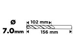 Grąžtas metalui GRAPHITE, DIN 340, prailgintas, 7 mm