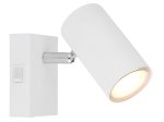 Kryptinis šviestuvas GLOBO Robby, GU10, 1 x 25W, 230V, su jungikliu, metalinis, baltos sp., 70 x 100 x 120 mm, 57911-1W
