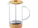 Kavos, žolelių ir arbatos virimo aparatas AMBITION NATURAL, stiklinis su bambukiniu dangteliu 1 l, ST