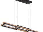 Pakabinamas LED šviestuvas GLOBO Illa, 30W, 230V, 3000K, 3200 lm, metalas, plastikas, MDF tamsiai rudas medis, matinės juodos sp., 1000 x 135 x 1200 mm, 67266H