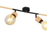Kryptinis šviestuvas GLOBO Jorna, E27, 4 x 40W, 230V, metalinis, su medžiu, matinės juodos sp., 80 x 170 x 800 mm, 54031-4