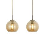 Pakabinamas šviestuvas SEARCHLIGHT Balls, 3LT, E27, 3x60W, AXPxG 150x860x20 cm, antikinio žalvario sp. ir gintaro sp. stiklas, 1623-3AM