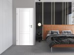 Laminuotos vidaus durys su užlaida VOSTER Rumba, dešininės, spalva White matt, matmenys 2030 x 844 x 40 mm
