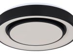 Lubinis LED šviestuvas GLOBO Sully, 24W + RGB 6W, 230V, 2500lm, 3000-6500K + RGB (kompl. 2xAAA, pultas), dimer., vaivorykšt., juodas, 380x75 mm, 41368-24.
