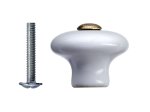 Baldų rankenėlė porcel. HETTICH, dengta žalvariu baltos sp. D32mm, 7175