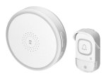 Skambutis bevielis ORNO Entiko, LED RGB, nuotolis 300m, 4,5V DC, 3xAA, 60 melod., diapazonas 0-92dB, baltos sp.