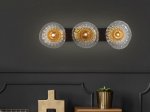 Pakabinamas šviestuvas SEARCHLIGHT Sunbeam, G9, 3 x 7W, 230V, skaidrus ir gintarinis raukšlėtas stiklas, 520 x 135 x 127 mm, 24122-3BK