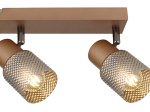Kryptinis šviestuvas GLOBO Satella, 4 x E14, 40W, 230V, rudos sp., stiklo dūmų spalvos krištolo efektas, 560x120x125 mm, 54314-4