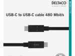 Įkrovimo laidas DELTACO USBC-2002M, USB Type C,  2m, juodos sp.