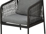 Lauko baldų komplektas, 5 dalys, 2 stalai, 2 foteliai, dvivietė sofa, pilkos sp.