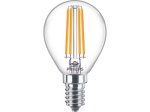 LED lempa PHILIPS, 6,5W (=60W), E14 P45 burbuliukas, 220-240V, 2700K, 806 lm, filamentinė, skaidri