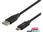 Įkrovimo laidas DELTACO USBC-1005M, USB Type-C - USB Type-A, 1,5 m, juodos sp.