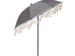 Paplūdimio skėtis su kutais NOVELLY HOME BU12-G, iš poliesterio, pilkos ir juodos sp., skersmuo 200 cm