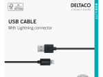 USB - iPhone laidas DELTACO Iplh-412, 2m, MFI, FSC ženklinta pakuotė, juodos sp.