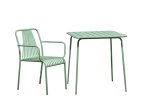 Lauko valgomojo stalas NOVELLY HOME MT22107-L70, iš plieno, su antikorozine danga, sp. šviesiai žalia, 730 x 700 x 700 mm