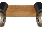 Kryptinis šviestuvas GLOBO Claude, E14, 2 x 40W, 230V, su jung., juodos matinės sp. metalas, tamsiai rudas medis, dūmų sp. Stiklas, 70x250x155mm, 54307-2W