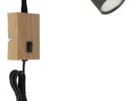 Kryptinis šviestuvas GLOBO Robby, GU10, 1x25W, 230V, su jung., 1,5 m laidas, metalinis, matinės juodos sp. su medžio imitacija, 70 x 440 x 320 mm, 57911WG