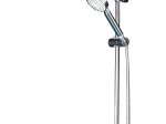 Dušo komplektas RIDDER Cannes, komplekte: 1,5 m žarna,  2 dušo galvutės (apvalios), reguliuojamas dušo stovas, blizgus chromas, 09162500