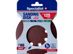 Šlifavimo diskas SPECIALIST+, su skylėmis, P80, 125 mm, 5 vnt.