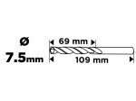Grąžtas metalui GRAPHITE, DIN 338, 7,5 mm