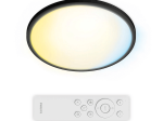 Lubinis LED šviestuvas PHILIPS Valen, 22W, 2900lm, 2200-6500K, IP20, 421x24 mm, valdomas pulteliu, apvalus, juodos sp.