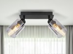 Kryptinis šviestuvas GLOBO Hadera, E27, 2 x 40W, 230V, dūmų sp. stiklas, 270x90x215 mm