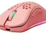 Belaidė žaidimų pelė DELTACO GAMING PM80, 70g svorio, RGB, SPCP6651, 400-4800 DPI, 1000 Hz, rožinės sp., GAM-120-P