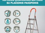Kopėčios HERVIN EQUIPMENT, aliuminės, buitinės, 4 pakopų, platūs laipteliai, ergonomiška rankena, 1510 mm, CL-ER4