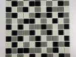 Stiklo mozaika MONA MOSAICS Sl0072, 300 x 300 x 3,8 mm, spl. juoda/pilka/balta