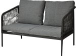 Lauko baldų komplektas, 5 dalys, 2 stalai, 2 foteliai, dvivietė sofa, pilkos sp.