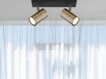 Kryptinis šviestuvas GLOBO Robby, GU10, 2 x 35W, 230V, metalinis, matinės juodos, antikvarinio žalvario sp., 60 x 120 x 260 mm, 57911-2M