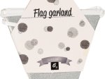 Vakarėlių dekoracija, vėliavėlių girlianda, sidabro sp., 6 m