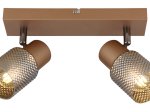 Kryptinis šviestuvas GLOBO Satella, 2 x E14, 40W, 230V, rudos sp., stiklo dūmų spalvos krištolo efektas, 260x120x125 mm, 54314-2
