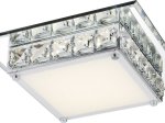 Lubinis LED šviestuvas GLOBO Margo, 12W, 230V, 4000K, 720 lm, chromas, K5 kristalai, stiklas, 250 x 250 x 70 mm, 49355