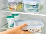Hermetinė maisto saugojimo dėžutė, 1,5 l, skaidri su mėlynu dangteliu
