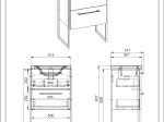 Vonios spintelės komplektas ELITA Cheese Plus Frame 50, 39,7 x 51,5 x 83,7 cm, apatinė, pakabinama, juodas rėmas, balta, 2DR, 167671