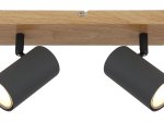 Kryptinis šviestuvas GLOBO Robby, GU10, 2 x 35W, 230V, metalinis, matinės juodos sp. su medžio imitacija, 60 x 120 x 260 mm, 57911-2G