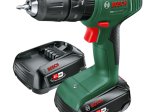 Akumuliatorinis smūg. gręžtuvas BOSCH Green Easy Impact 18V-40, 18V, 2 x 2 Ah akumuliatoriai, maks. sukimo momentas 40 Nm. 13 mm griebtuvas, LED apšvietimas, svoris 1,3 kg