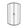 Dušo kabina HARMONY Varianta Black Har-0035, 80 x 80 x 206 cm, R-55, pusapvalė, juodas profilis, skaidrus stiklas durų 6 mm, sienų 5 mm, su žemu padėklu, sifonu