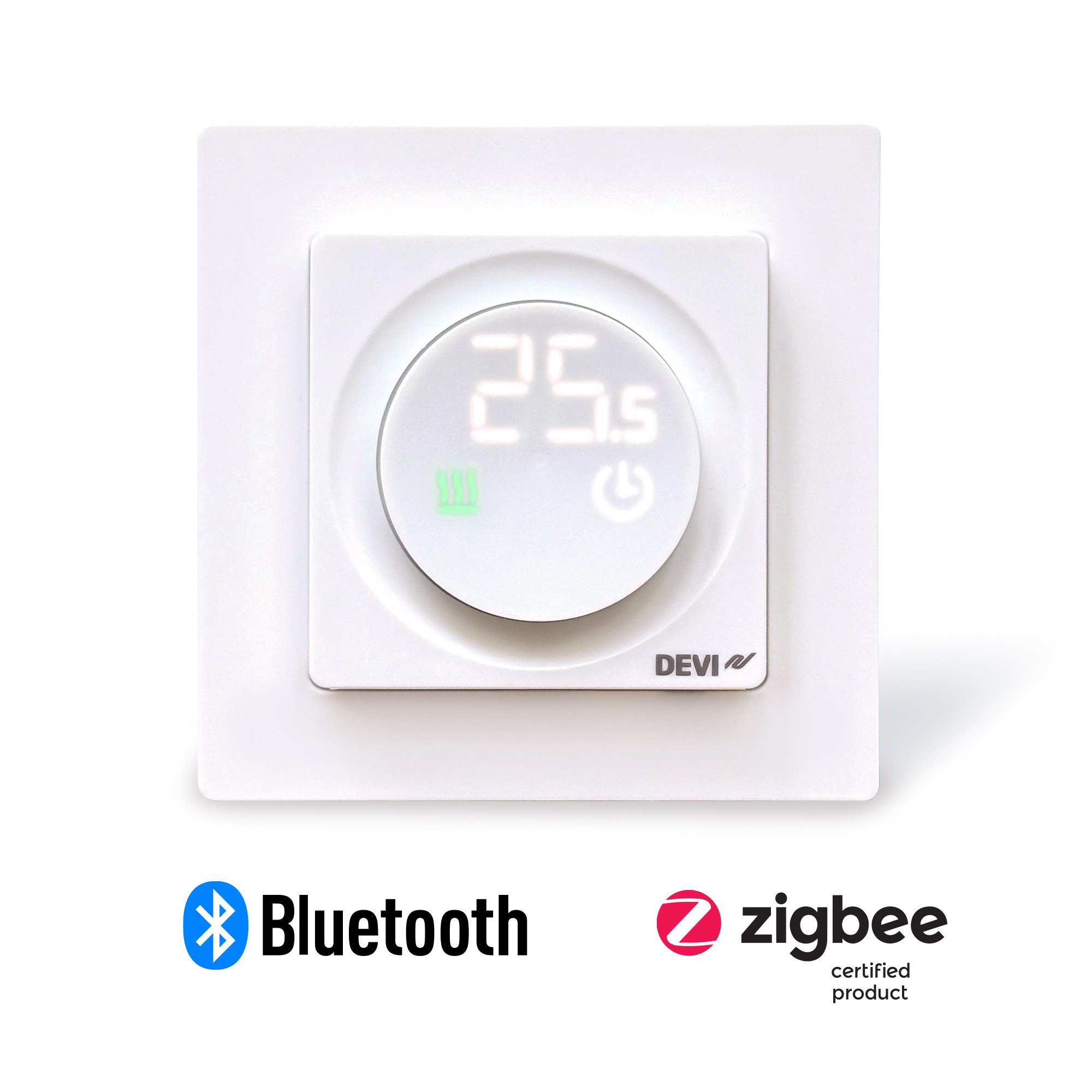 Termostatas DEVIreg™ Display Connect, baltas,  grindų+patalpos, 16 A, valdomas Zigbee arba Bluetooth  , 140f1162
