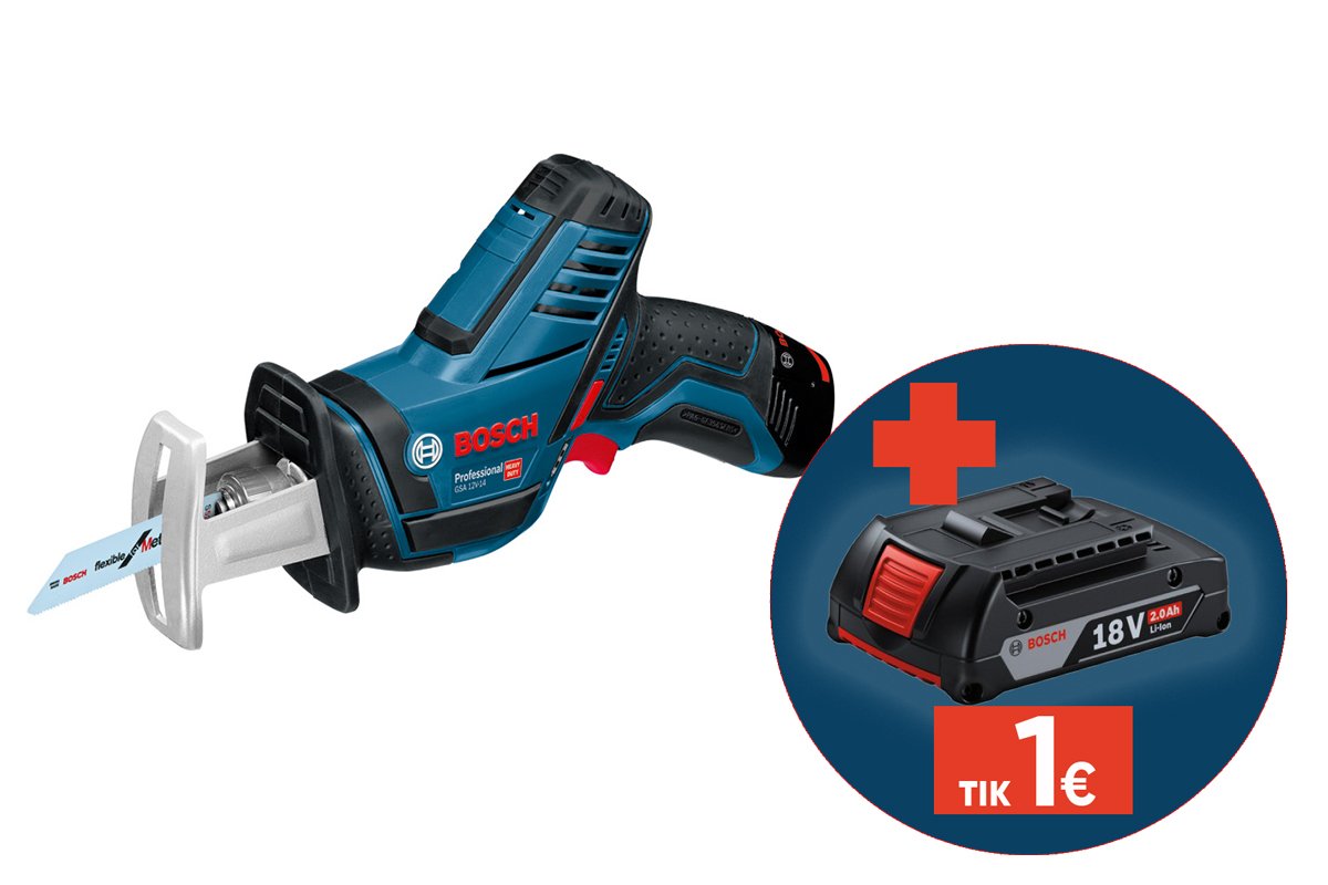 Akumuliatorinis tiesinis pjūklas BOSCH Professional GSA, 12V-14 SOLO, 12V, 14,5 mm, 060164L902, be akumuliatoriaus ir kroviklio