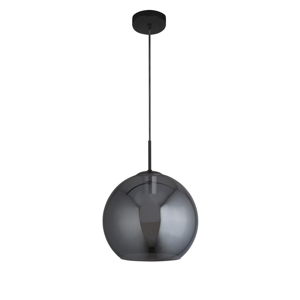 Pakabinamas šviestuvas SEARCHLIGHT Amsterdam, E27, 1x60W, AXPxG 120x30x30 cm, juodos sp. metalas ir dūminis stiklas, 1031-1SM