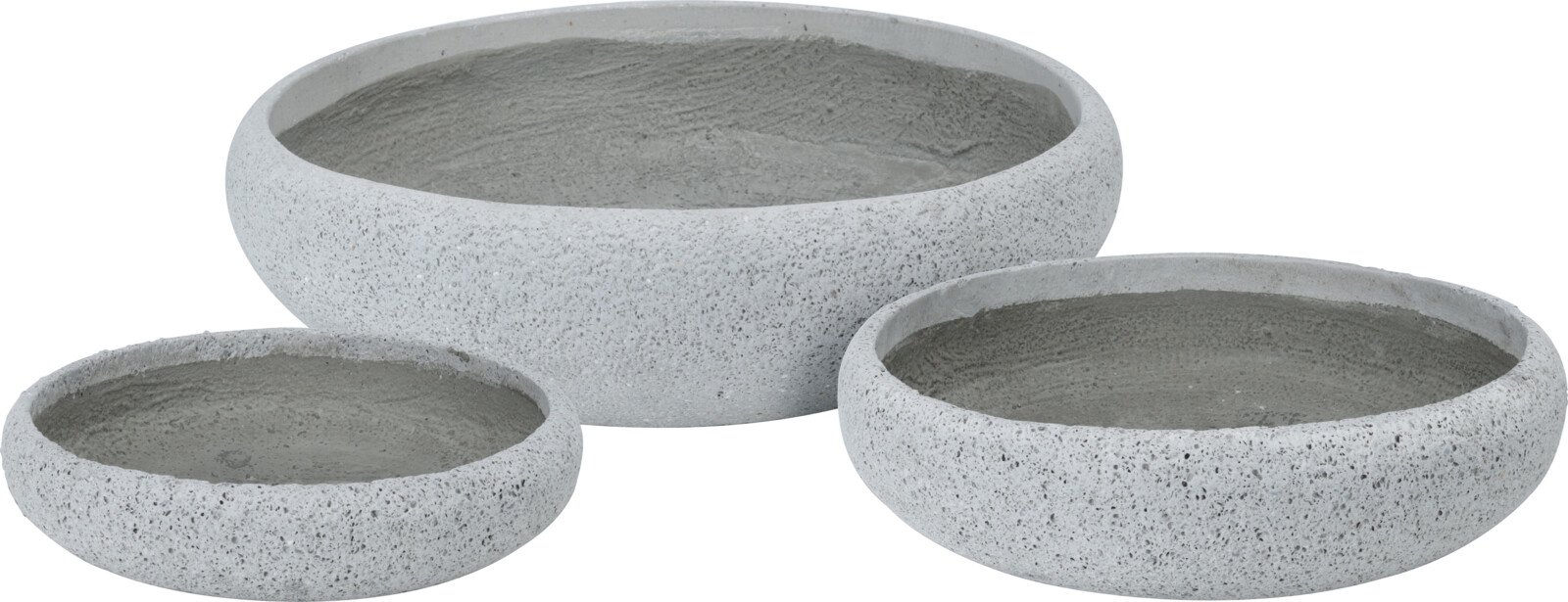 Lauko vazonas, cementinis, plokščias, pilkos sp., 41 x 41 x 12 cm.