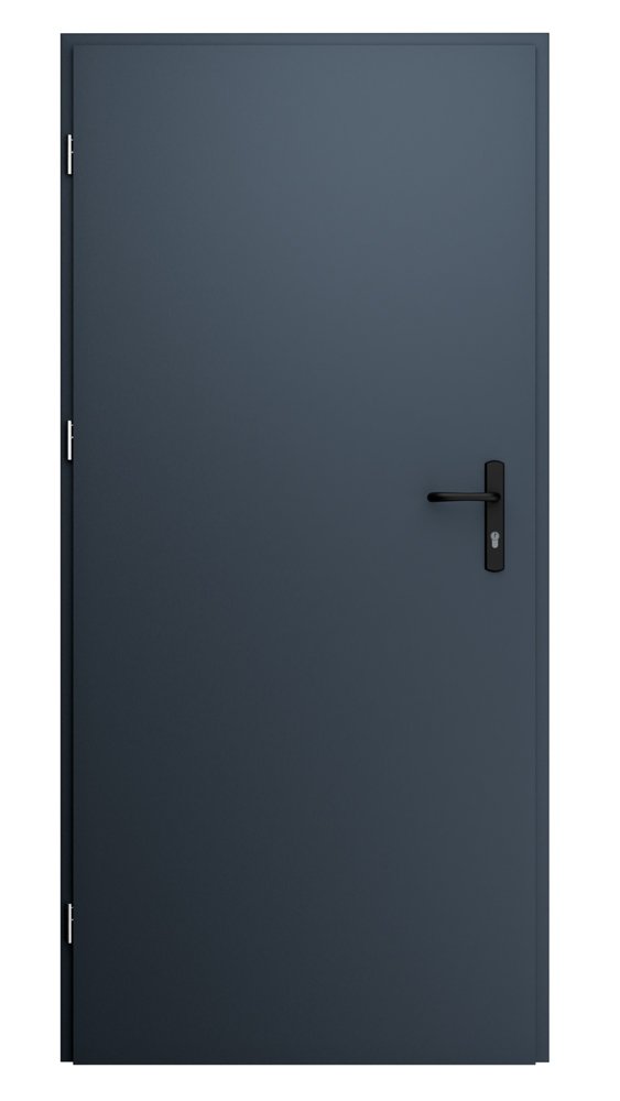 Plieninės durys, su stakta ir furnitūra, kairinės STALPRODUKT, spl. tamsiai pilka RAL 7016, 2060x985x40 mm, A140270094