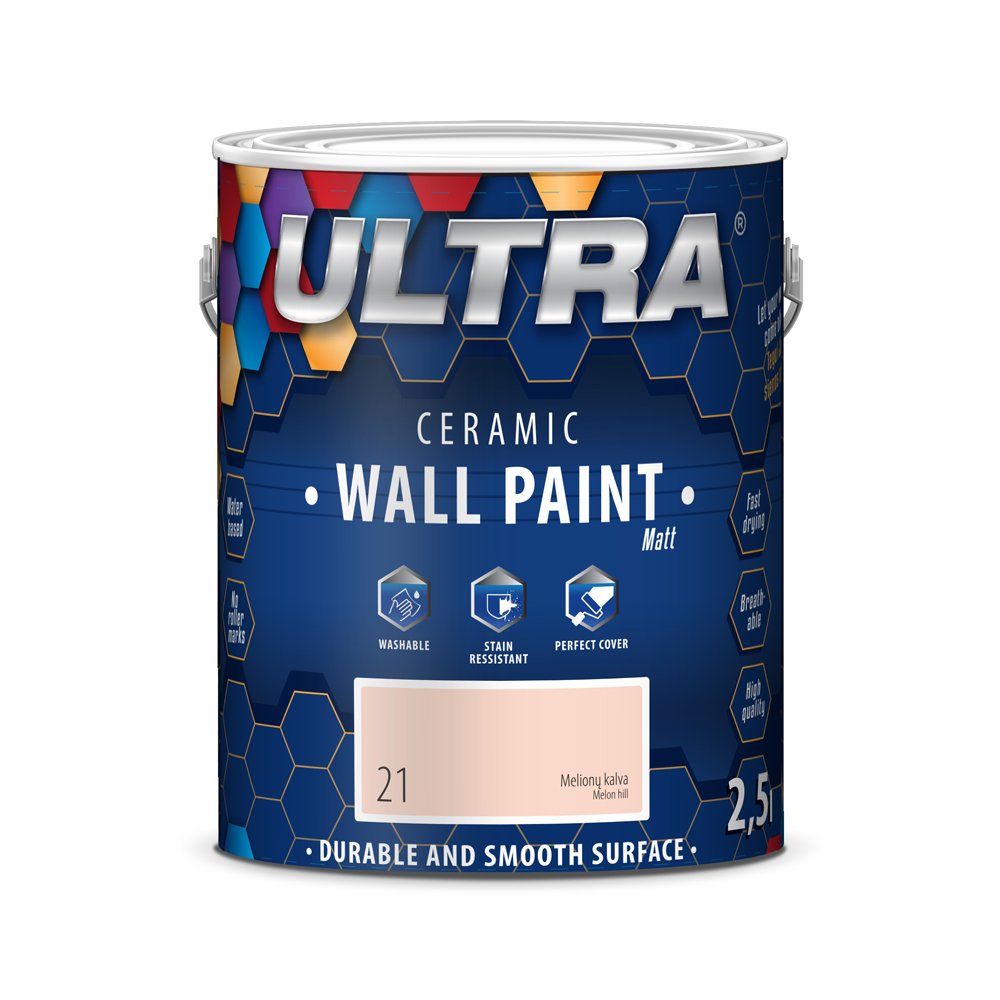 Interjero dažai ULTRA Ceramic, 2,5 l, Melionų kalva sp. (21)