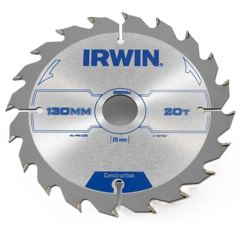 Medžio pjovimo diskas su kietmetaliu IRWIN, 130 mm x 20 T